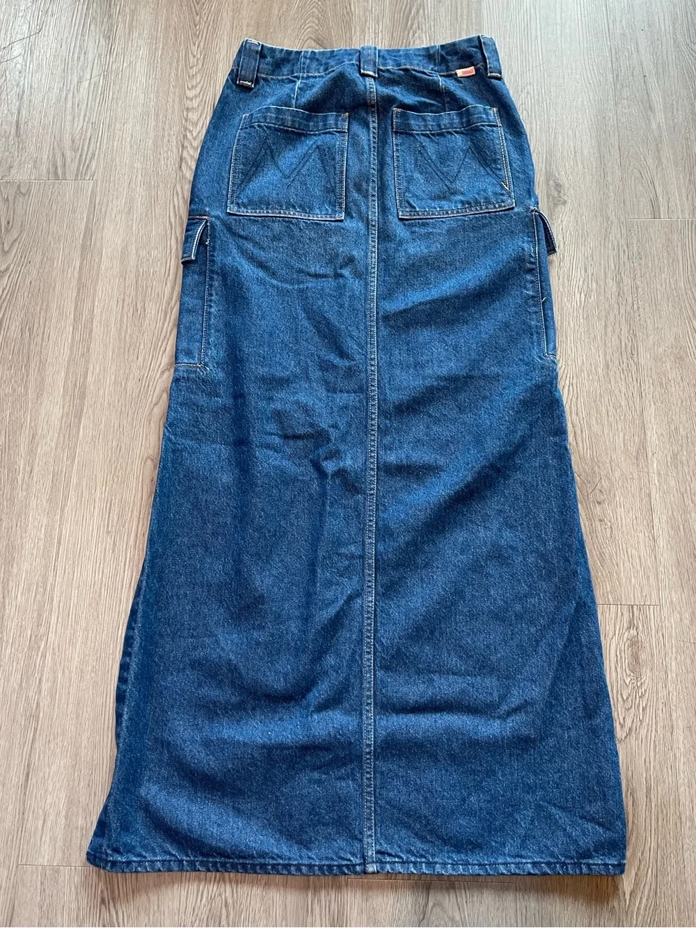 MOTHER Dark Blue Denim Maxi Skirt with Cargo Details - Picture 2 of 12